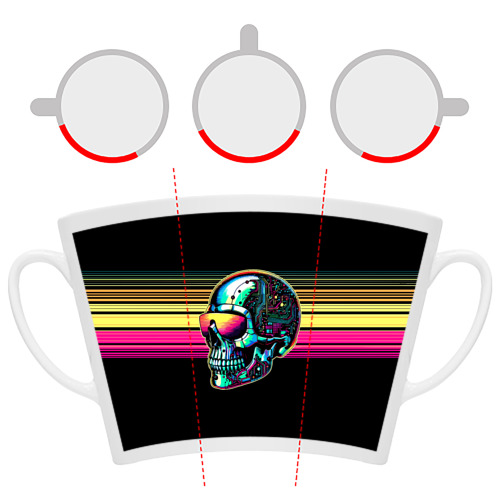 Кружка Латте с принтом Cyber skull - ai art fantasy, фото #6