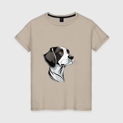 Портрет пойнтера – Женская футболка хлопок с принтом купить со скидкой в -20%