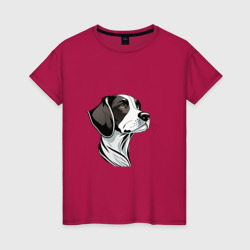 Портрет пойнтера – Женская футболка хлопок с принтом купить
