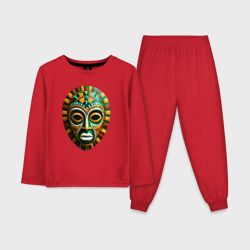 Яркая африканская маска  – Детская пижама с лонгсливом хлопок с принтом купить