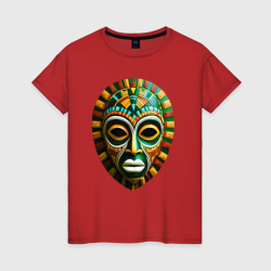 Яркая африканская маска  – Женская футболка хлопок с принтом купить со скидкой в -20%
