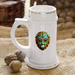 Кружка с принтом Яркая африканская маска для любого человека, вид спереди №3. Цвет основы: белый