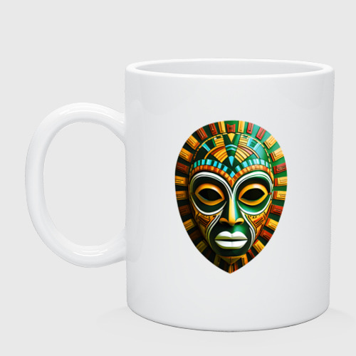 Кружка керамическая с принтом Яркая африканская маска, вид спереди №1
