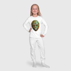 Пижама с принтом Яркая африканская маска для ребенка, вид на модели спереди №4. Цвет основы: белый