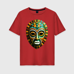 Яркая африканская маска  – Женская футболка хлопок Oversize с принтом купить со скидкой в -16%