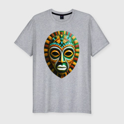 Яркая африканская маска  – Мужская футболка хлопок Slim с принтом купить