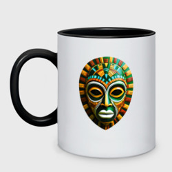 Яркая африканская маска  – Кружка двухцветная с принтом купить