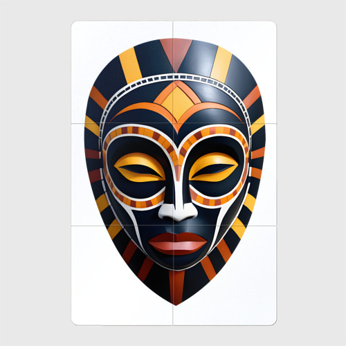 Магнитный плакат 2x3 с принтом Африканская маска в желто оранжевых цветах, вид спереди №1