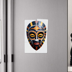 Плакат с принтом Африканская маска в желто оранжевых цветах для любого человека, вид спереди №4. Цвет основы: белый