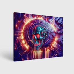 Холст прямоугольный Cyber art skull - steel metal
