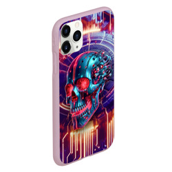 Чехол для iPhone 11 Pro матовый Cyber art skull - steel metal - фото 2