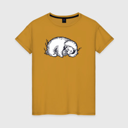 Мишка с банкой мёда – Женская футболка хлопок с принтом купить со скидкой в -20%