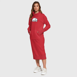 Платье с принтом Мишка с банкой мёда для женщины, вид на модели спереди №3. Цвет основы: красный