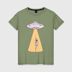Космос за занавесом – Женская футболка хлопок с принтом купить со скидкой в -20%