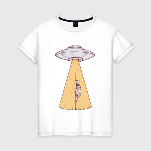 Женская футболка из хлопка с принтом Космос за занавесом, вид спереди №1