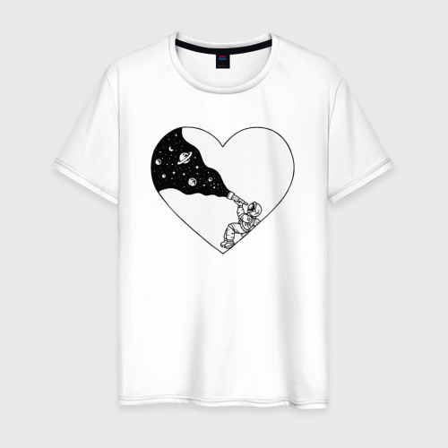 Мужская футболка из хлопка с принтом Любовь к космосу, вид спереди №1