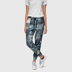 Джинсовка-пэчворк с хаки – Женские брюки 3D с принтом купить