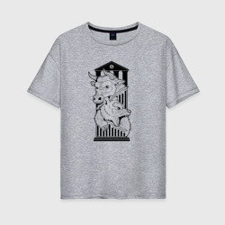 Женская футболка хлопок Oversize Символы биржи бык и медведь