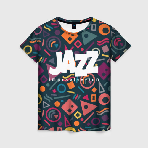 Женская футболка 3D с принтом Jazz improvisation, вид спереди #2