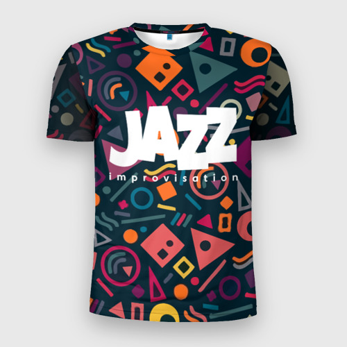 Мужская футболка 3D Slim с принтом Jazz improvisation, вид спереди #2