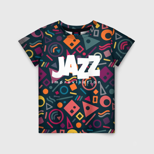 Детская футболка 3D с принтом Jazz improvisation, вид спереди #2