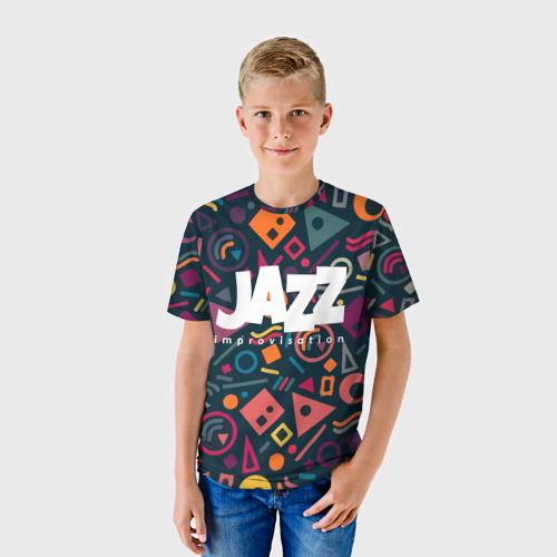 Детская футболка 3D с принтом Jazz improvisation, фото на моделе #1