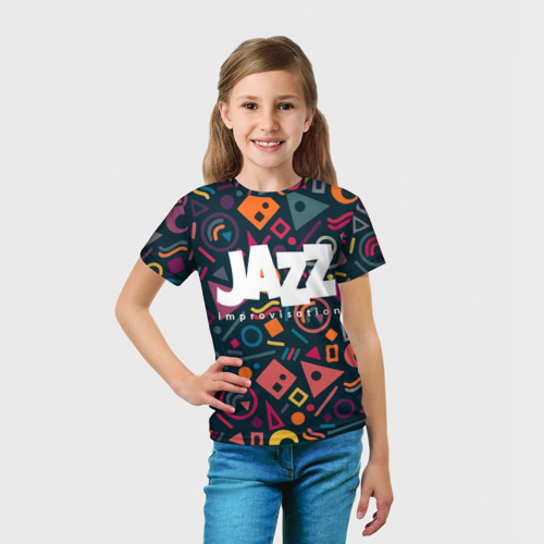 Детская футболка 3D с принтом Jazz improvisation, вид сбоку #3