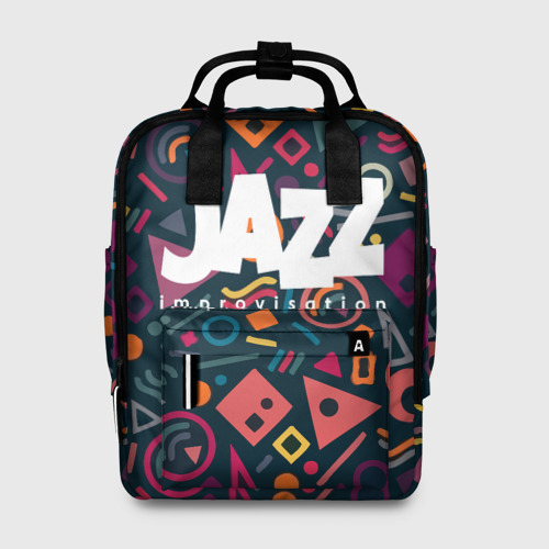 Женский рюкзак 3D с принтом Jazz improvisation, вид спереди #2