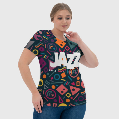 Женская футболка 3D с принтом Jazz improvisation, фото #4