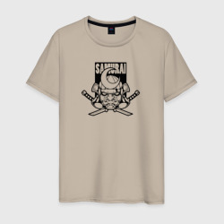 Самурай монохром – Мужская футболка хлопок с принтом купить со скидкой в -20%