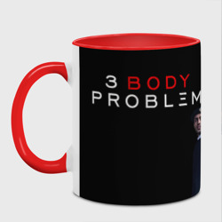 Кружка с принтом Logo - 3 Body Problem для любого человека, вид спереди №2. Цвет основы: белый + красный