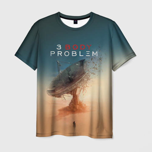 Мужская футболка с принтом 3 Body Problem - satellite, вид спереди №1