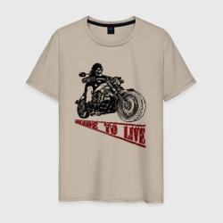 Байкер на мотоцикле - череп – Мужская футболка хлопок с принтом купить со скидкой в -20%