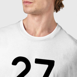 Футболка с принтом 27 - Хабаровский край для мужчины, вид на модели спереди №4. Цвет основы: белый