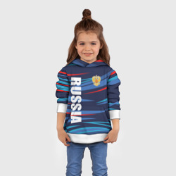 Толстовка с принтом Россия — blue stripes для ребенка, вид на модели спереди №3. Цвет основы: белый