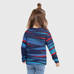 Лонгслив с принтом Россия — blue stripes для ребенка, вид на модели сзади №3. Цвет основы: белый