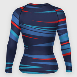 Рашгард с принтом Россия — blue stripes для женщины, вид сзади №1. Цвет основы: белый