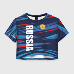 Россия - blue stripes – Женская футболка Crop-top 3D с принтом купить