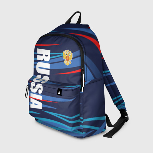 Рюкзак с принтом Россия — blue stripes, вид спереди №1
