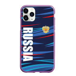 Россия - blue stripes – Чехол для iPhone 11 Pro Max матовый с принтом купить