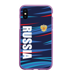 Россия - blue stripes – Чехол для iPhone XS Max матовый с принтом купить