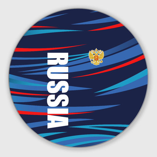 Круглый коврик для мышки с принтом Россия — blue stripes, вид спереди №1