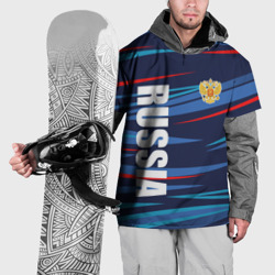 Россия - blue stripes – Накидка на куртку 3D с принтом купить