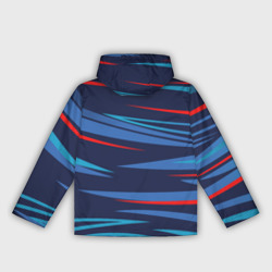Ветровка с принтом Россия — blue stripes для женщины, вид на модели сзади №2. Цвет основы: белый