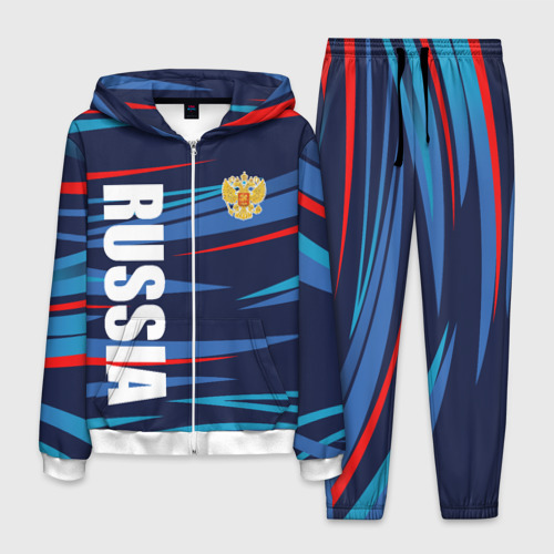 Мужской костюм с принтом Россия — blue stripes, вид спереди №1