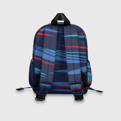 Рюкзак с принтом Россия — blue stripes для ребенка, вид на модели сзади №2. Цвет основы: белый