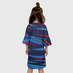 Платье с принтом Россия — blue stripes для ребенка, вид на модели сзади №2. Цвет основы: белый