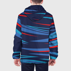 Куртка с принтом Россия — blue stripes для мужчины, вид на модели сзади №2. Цвет основы: белый