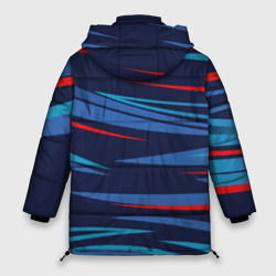 Куртка с принтом Россия — blue stripes для женщины, вид сзади №1. Цвет основы: черный