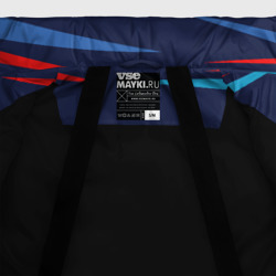 Куртка с принтом Россия — blue stripes для женщины, вид на модели спереди №5. Цвет основы: черный